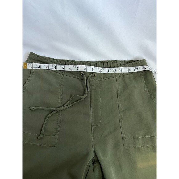 Chico's Military Green Pull On Tapered Pants Size 10T Casual Drawstring Relaxed - Picture 9 of 11